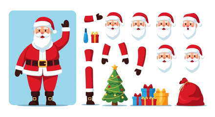 Santa Claus Character Elements for Holiday Season Design