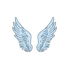 Obraz premium Elegant Light Blue Angel Wings on White Background