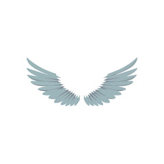 Obraz premium Elegant Light Blue Wing Design on White Background for Commercial Use