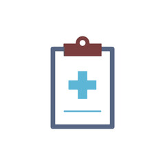 Obraz premium Medical Clipboard with Blue Cross and Flat Design