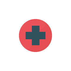Fototapeta premium Medical Aid Symbol Red Circle with Blue Cross on White Background