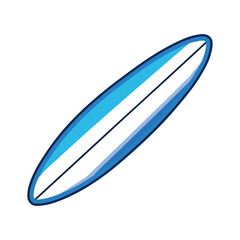 Surfboard Illustration Isolated on White Blue Surf Design