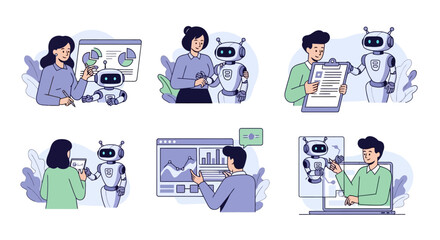 Robotics in Business AI Assistants and Automation Illustrations