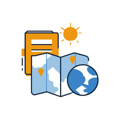 Travel Planning Icon Set Map, Globe, Sun, Folder