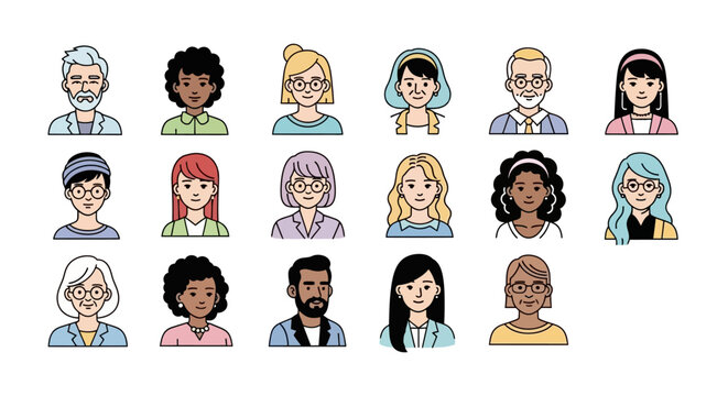 Diverse People Avatars Vector Collection of User Profiles