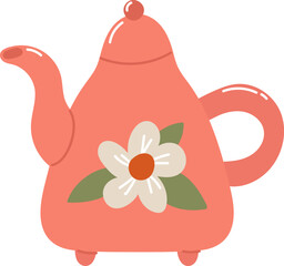 Floral Teapot with Curved Spout