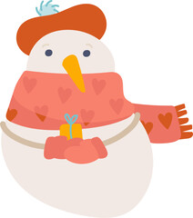 Snowman with Gift and Scarf