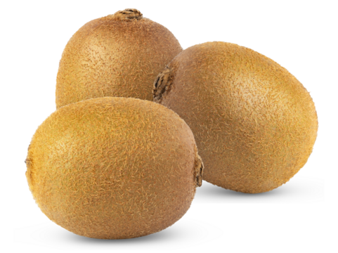 Group of kiwi fruits isolated. Three kiwi fruits isolated on white background. 