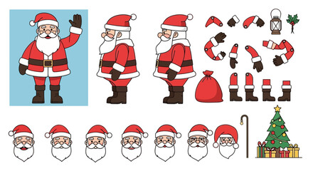 Fototapeta premium Santa Claus Character Design Elements for Animation and Illustration