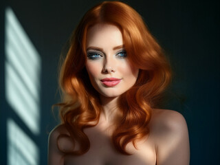 Naklejka premium Glamour portrait of sexy girl with red hair
