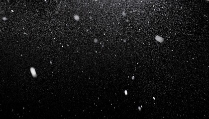 Falling Down Real Snowflakes From Left To Right Fast Snow Shot On Black Background Matte Wide Angle Isolated Perfect For Digital Composition Post Production