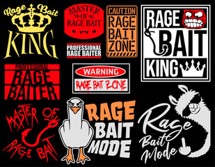 Rage Bait Provocation Online Troll Set of Quotes Collection