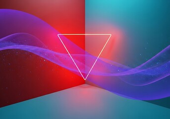 Geometric wave interplay against dual color backdrop, modern design feel