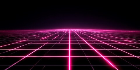 wide vector background for department store advertisement or high tech themed banner with dark copy space featuring radiant converging pink light beams 