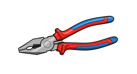Obraz premium Cartoon pliers tool isolated red and blue handles on transparent background