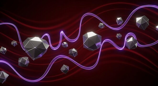 Digital Abstract Composition with Geometric Shapes and Light Effects