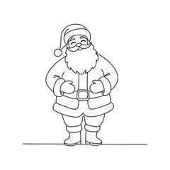 Happy Jolly Santa Claus Standing Pose Line drawing. Line art. Illustration