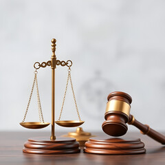 Justice and fairness represented by scale and gavel, in a law and legal themed image