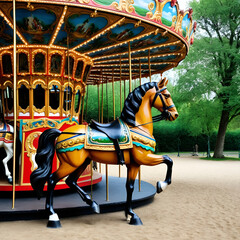 Cheval de bois d'un carrousel