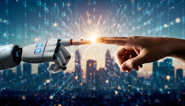 Human and Robot Connection Concept