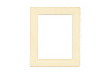 Vintage empty picture frame with scallop edge border on transparent background, symbolizing history, nostalgia, and memory