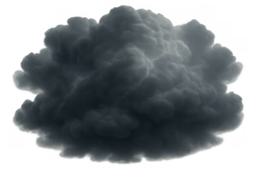 Dark storm cloud forming, bringing rain, bad weather, and atmospheric changes on transparent background