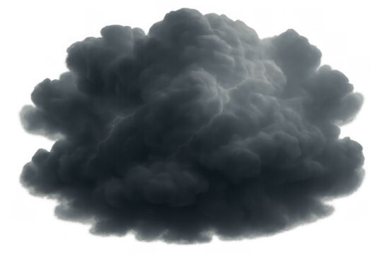 Dark storm cloud forming, bringing rain, bad weather, and atmospheric changes on transparent background