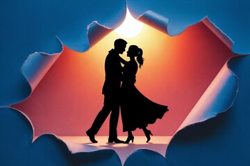 Couple dancing silhouette art