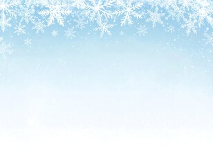 Fototapeta premium A cool blue gradient background with delicate snowflakes falling from the top