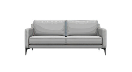 Modern two seater sofa illustration with transparent background