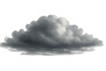 Dark storm cloud forming, bringing incoming weather, rain, and potential thunderstorm on transparent background