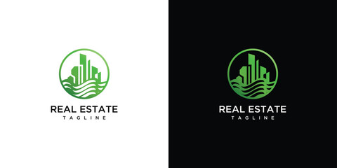 Illustration of a sea building logo. Vector logo design template elements of a sea building.	