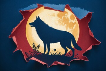 Wolf howling at the moon art