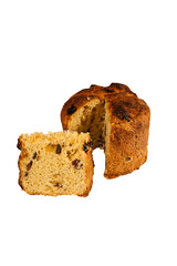 Sliced ​​panettone bread with a slice to the side