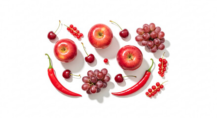 Vibrant display of fresh red fruits and chili peppers creates a healthy lifestyle vibe