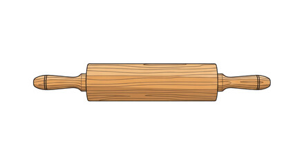 Wooden rolling pin isolated on transparent background for culinary and baking themes