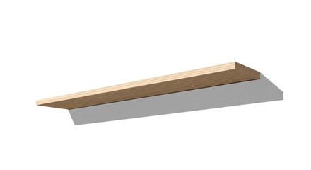 Wooden shelf with shadow isolated on transparent background for design