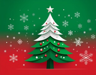 Fototapeta premium Modern Flat Christmas Background Illustration