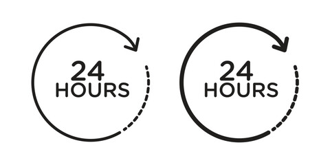 24 hours icon concept outline symbol design. Simple element illustration.