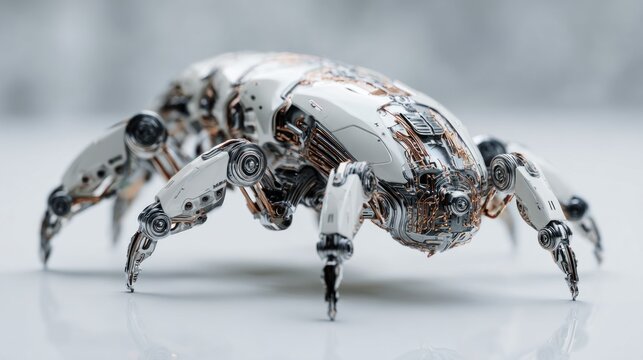 Mechanical arachnid: Robotic insect with intricate details and futuristic design
