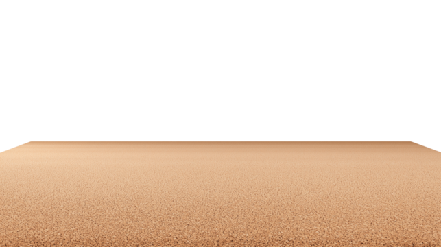 Arid landscape with flat granular terrain and transparent background