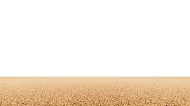 Expansive stretch of smooth golden-brown sand on a serene beach with clear sky and natural lighting