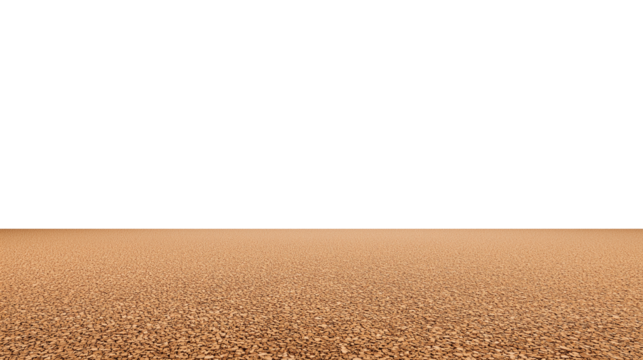 Vast desert landscape with light brown sand and white sky on transparent background