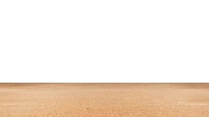 Expansive light brown sand beach with delicate ripples and cloudless sky on transparent background