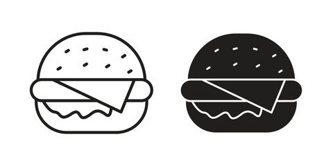 Cheese burger icon concept outline symbol design. Simple element illustration.