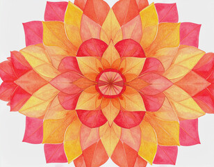 Kaleidoscope Flower in Red and Gold AI