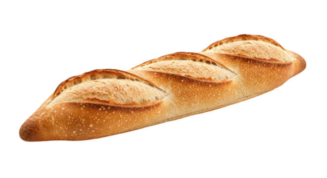 Baguette long French bread isolated, PNG