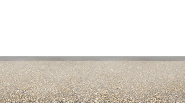 Expansive beach with fine light beige sand and blurred horizon on transparent background