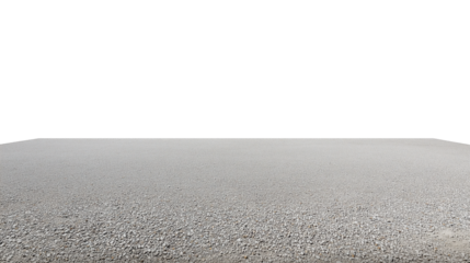 Minimalist landscape of expansive flat terrain with gravel and pebbles on transparent background