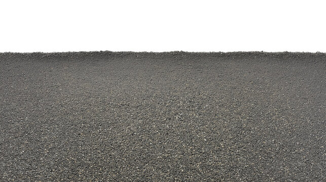 Broad stretch of smooth asphalt road with granular texture and distant horizon on transparent background
